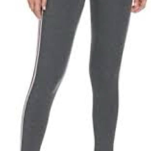 ADIDAS Athletic High Rise Activewear Tights Heather Grey Pink 3 Stripe SIZE XS - Picture 6 of 13